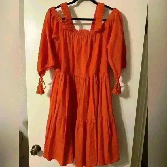 H&M | US 6 | Burnt Orange Off Shoulder Bohemian Dress, Knee Length - Picture 4 of 8